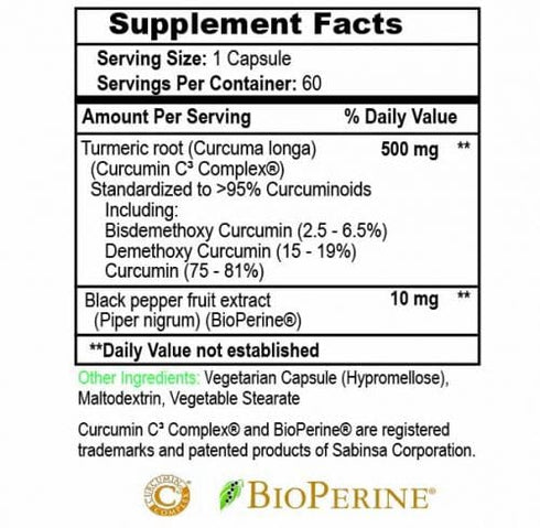 Curcumin Complex Supplement Facts
